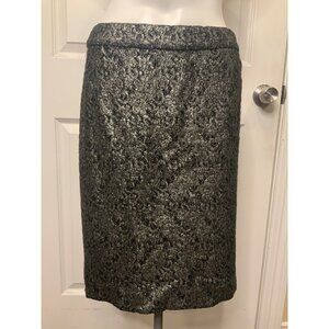 J. Crew Collection Silver Floral Lace Jacquard Pencil Skirt  Size 2 (US)